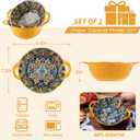 Boho Ceramic Serving Bowls with Handles Set of 2, Ceramic Large Serving Bowls, 40 Oz Porcelain Salad Bowls, Large Serving Dishes for Entertaining, Nesting Mixing Bowls for Soup,Stew,Fruits,Dinner