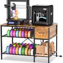 Anrigeail 3D Printer Rack Filaments Storage - Rolling 3D Printing Stand Filament Organizer,Heavy Duty 3D Printer Desk with Drawer for Workshop Studio Office (Wooden Drawer - style02)
