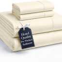 Casa Platino Queen Sheets Set, Soft & Cozy Bed Sheet Set for Queen Size Bed, 4 Piece Pre-Washed Microfiber Sheets with Deep Pocket Fitted Sheet, Breathable & Lightweight Everyday Bedding Ivory