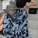PerZeal Women's Casual Summer Crewneck A Line Short Sleeve Print Flowy Boho Long Maxi Dress with Belt (L)