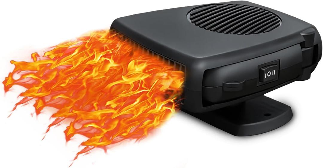 200W Portable Car Heater, 12V Dual Mode Heater and Cooler Fan, 360 Rotatable car heater Defroster Defogger, for Windshield and Interior Comfort