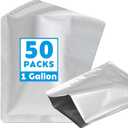 50 PCS 1 Gallon Mylar Bags for Food Storage,10" x 14" Resealable Heat Seal Flat Pouches for Long Term Food Storage,Dried Food,Coffee Beans,Tea,Grains,BPA Free(No Zipper,Flat Bottom)