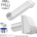 Periscope Dryer Vent Kit,Low Profile Flat with Hooded Outside Wall Vent Cover, Built-in Screen and Damper, Adjustable Telescoping Duct,Fire Resistant Design for Tight Narrow Laundry Room (WT), 9.5"-14.5" with Dryer Vent Cover, White