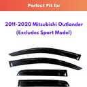 KPY Rain Guards Fit for 2011-2020 Mitsubishi Outlander, Out-Channel Window Visors Vent Wind Deflectors 4PC, Car Accessories for 11-20 Outlander (Excludes Sport Model)
