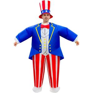  Inflatable Uncle Sam Costume Adult Independence Day patriotic blow up costume 4th of july inflatable costume uncle sam blow up suit, One Size