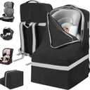 IBVIVIC Padded Car Seat Travel Bag for Airplane, Heavy Duty Car Seat Bag for Air Travel Gate Check Carseat Carrier Bag with Shoulder Strap, Fits Most Baby & Infant Car Seats