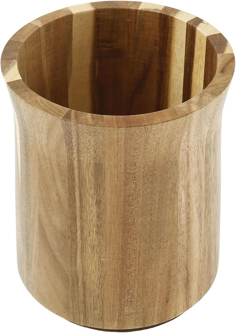 Wood Utensil Holder for Countertop, 360 Rotation Kitchen Utensil Holder, Easy Access Cooking Tool Organizer, Space Saving Rack Farmhouse Kitchen Decor, 7.2"x 6" Large