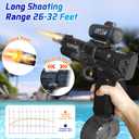 Super Electric Water Gun with Muzzle Flash & Recoil Effect, Powerful 480CC High Capacity Automatic Squirt Guns Up to 32 FT Range for Swimming Pool Party Beach Outdoor Activity, Black