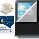 NIGHTON Portable Blackout Curtains 40"57" Strong Hook and Loop Tape Strips with Adhesive,Blackout Shades That can be Cut,100% Blackout Material Window Blinds for Baby Nursery or Travel Use-Black (57"W x 40"L (Pack of 1))