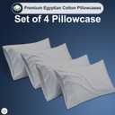 100% Egyptian Cotton Standard Size Pillowcases Set of 4, Light Grey Solid | Breathable, Long-Lasting, Cooling & Durable Hotel Quality Pillow Covers, Standard - Pack of 4