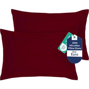 Royale Linens Pillow Shams 2 Pack Euro Size 26x26 Inch - Brushed 1800 Microfiber - Bed Pillow Shams, Wrinkle Resistant Super Soft and Cozy - Back Overlap Closure - Oxford Pillowcase (Euro, Burgundy)