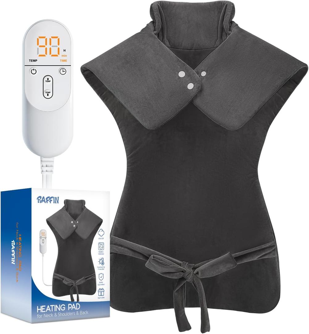 Heating Pad for Neck and and Shoulders and Back, Large 24''*37'' Heat Pad for Full Body, Electric Heated Pad for Seniors Elderly, Anniversary & Birthday Gifts for Women Men Mom Dad Wife Husband (Gray)