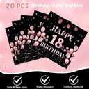 62Pcs 18th Birthday Decorations for Girls Her, Rose Gold Birthday Party Supplies Include 20 7''Plates 20 9'' Plates 20 Napkins and 2 Tablecloth, Rose Gold Princess Party Tableware for 20 Guests