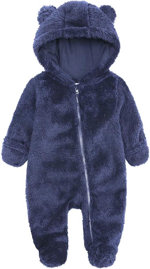 Newborn Baby Jumpsuit Hooded Fleece Rompers Long Sleeve Onesies Outwear Outfits 3M