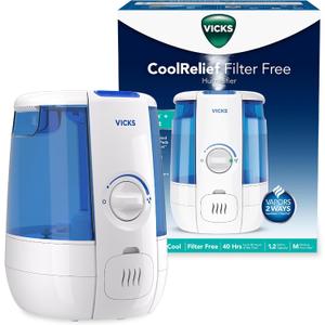 Vicks CoolRelief Cool Mist Humidifier Small to Medium Room Vaporizer for Baby, Kids, Adults, 1.2 Gal
