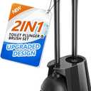 Toilet Plunger and Brush Set, Bowl Brush and Heavy Duty Toilet Plunger with Ventilated Holder, 2-in-1 Toilet Brush and Plunger Combo for Bathroom Deeply CleaningBlack