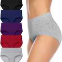 Annenmy Womens Cotton Underwear High Waisted Full Briefs Soft Stretch Breathable Ladies Panties, 4XL