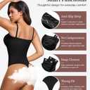 LANCS Strapless Shapewear Thong Bodysuit for Women Seamless Tummy Control Shapewear Body Shaper Tube Top Leotard (Black, Large)