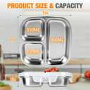 RAOOKIF 2 Pack Stainless Steel Snack Containers with Lids, 3-Compartment Leak-Proof Food Storage Containers, 20 oz Reusable Grab-and-Go Bento Box for School, Home, Office, and Camping, Dishwasher-Safe