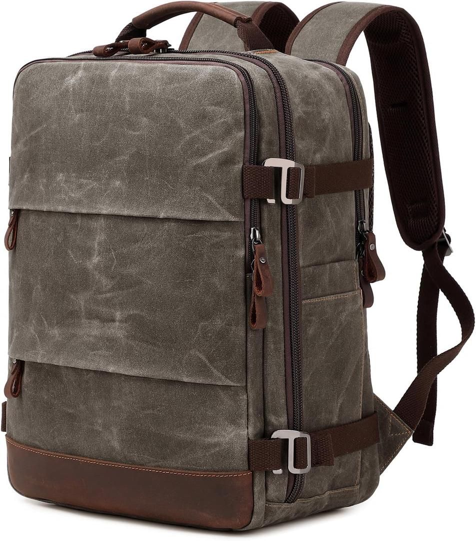 BOVIP Travel Backpack for Men, Carry On Backpack, Flight Approved Personal Item, 17 inch Laptop Backpack, Light Green