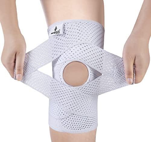 NEENCA Knee Brace for Knee Pain, Compression Knee Support with Air Mesh Fabric, Adjustable Knee Wrap with Side Stabilizers, Ultra-Soft Bandage for Sports, Running, Meniscus Tear, ACL, Arthritis Relief (X-Large, White)