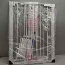 37 Inch Tall Baby Gate with Cat Door, Adjustable 29.55" and -40.55" Wide Auto Close Dog Gate Pressure Mounted Safety Pet Gate for Stairs, Doorway, House (White)