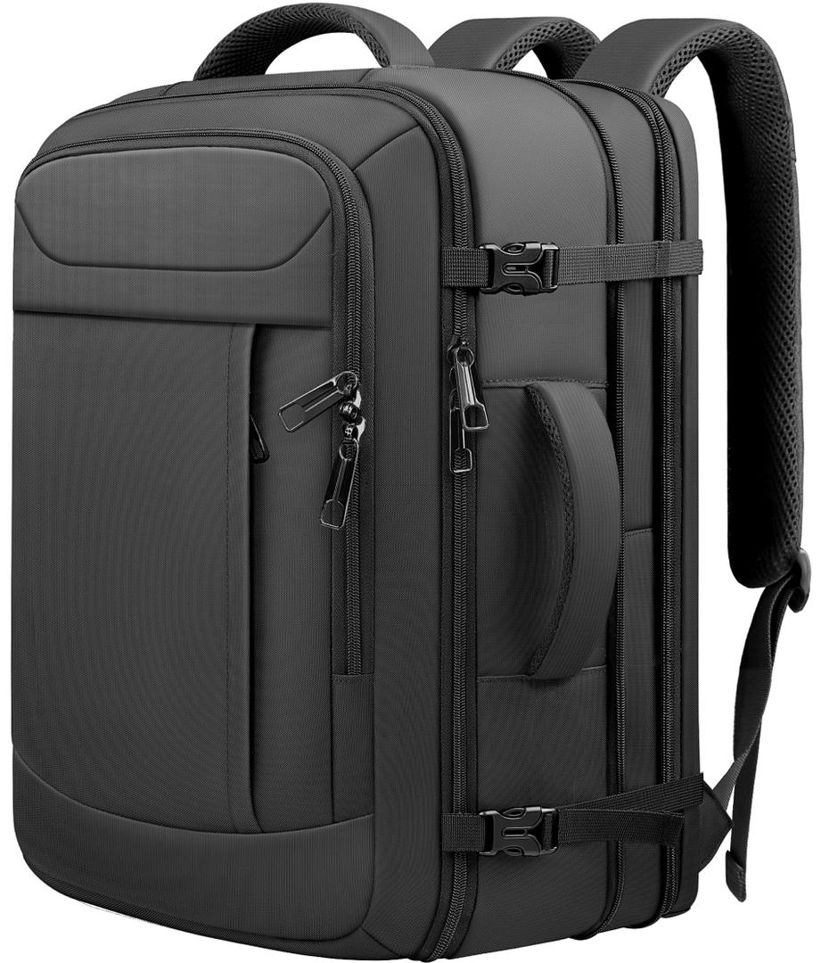 JARWAM Expandable Travel Backpack 50L-60L, Extra Large Carry on Backpack Hiking Camping Rucksack with Waterproof Wet Pocket, Anti-Theft 19 Inch Gaming Laptop Bag for Road Trip Outdoor Sports, Black
