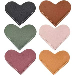 Leather Heart Bookmarks, Wayzton Corner Page Book Accessories for Women, Kids, Cute Handmade Reading Gifts (Love (6 Pcs))