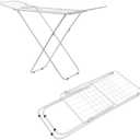 Foldable Clothes Drying Rack with Adjustable Gullwing, 2-Level Laundry Drying Rack for Indoor & Outdoor Use, Space-Saving, Free-Standing(120cmSWhite)