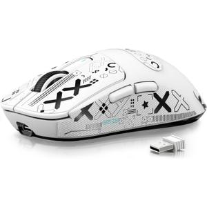 ATTACK SHARK X3 Lightweight Wireless Gaming Mouse, 49g Tri-Mode Bluetooth/2.4G/USB-C Wired Mouse, PAW3395 26K DPI Sensor, 200h Battery Life, Programmable Buttons, Griptape for PC/Laptop/Mac