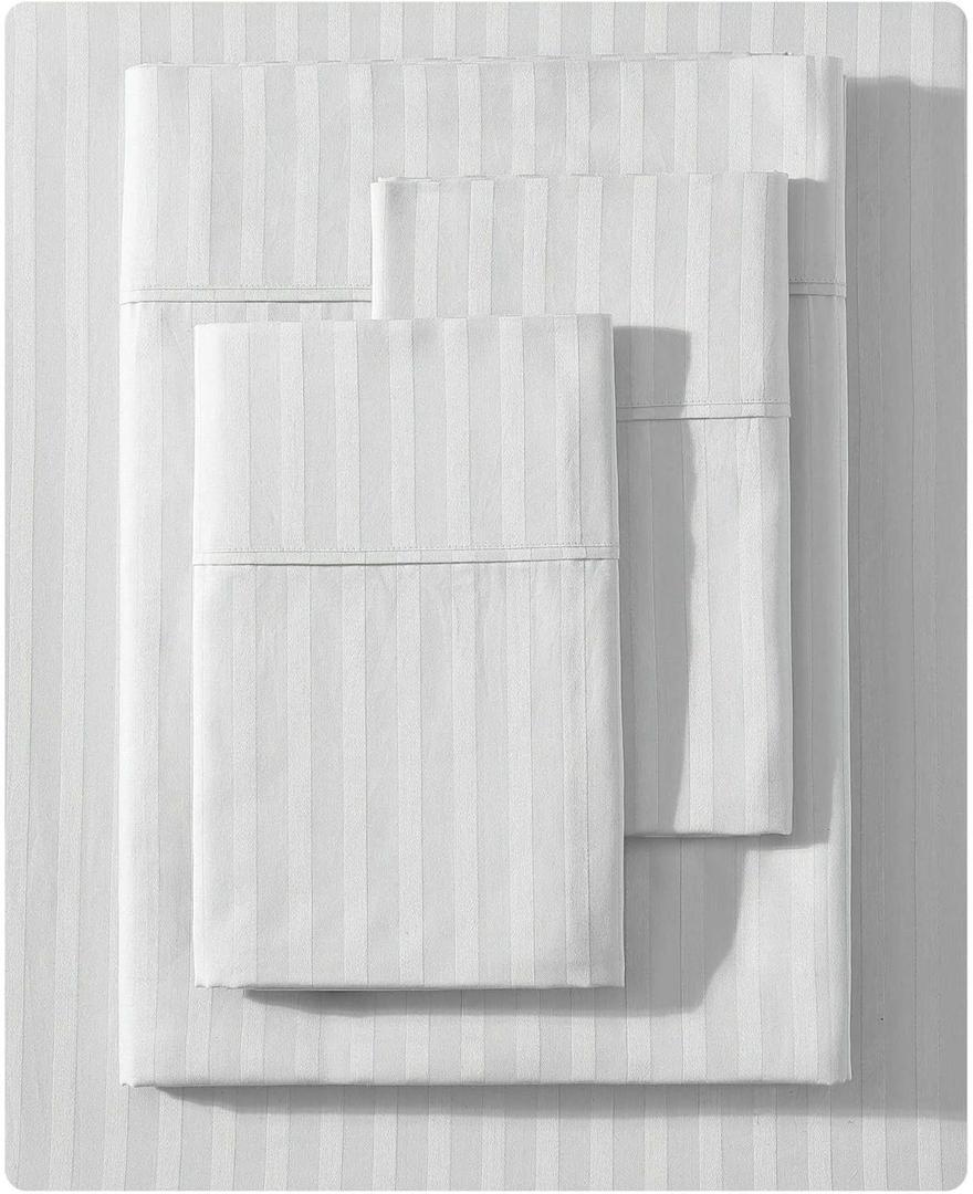 Vera Wang - King Super Soft & Breathable Premium Cotton Bedding with Matching Shams, Fade Resistant, Striped Bedding Set (Dobby Stripe Grey, King)