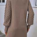 HUUSA Winter Dresses for Women 2025 Fall Puff Long Sleeve Sweaters Loose Mock Neck Outfits Sexy Mini Dress Going Out (Brown, L)