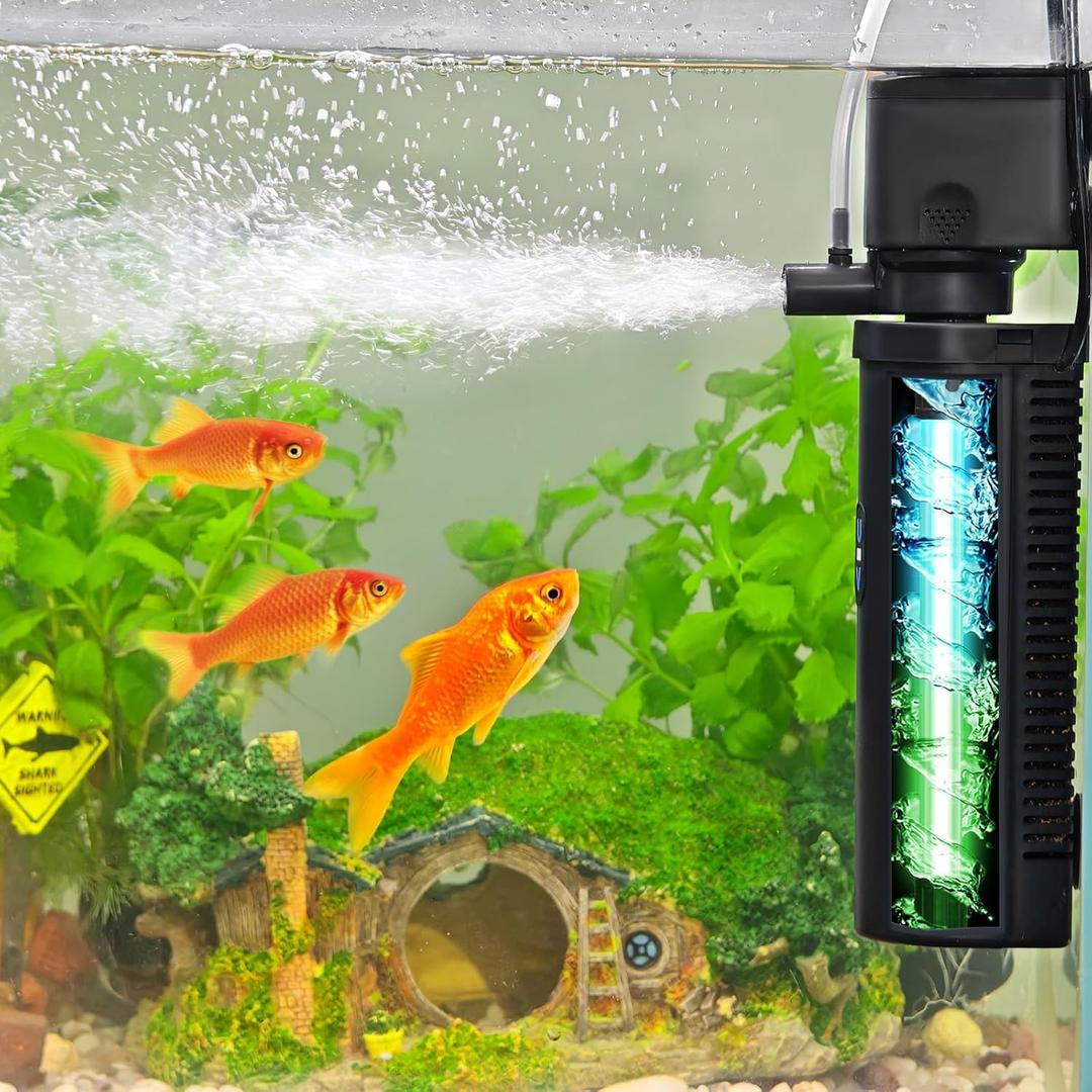Goldfish Aquarium Filter U-Very Suitable for 20-75 Gallon Tank , 30 Gallon Fish Tank Water Filter for Green Water Control, Internal Submersible Pump Filtration System, Fish Filters for Aquariums