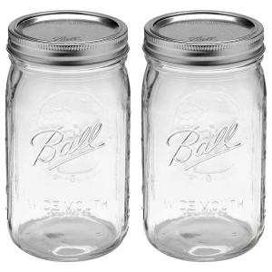 Ball Wide Mouth 32-Ounces Quart Mason Jars with Lids and Bands, Set of 2