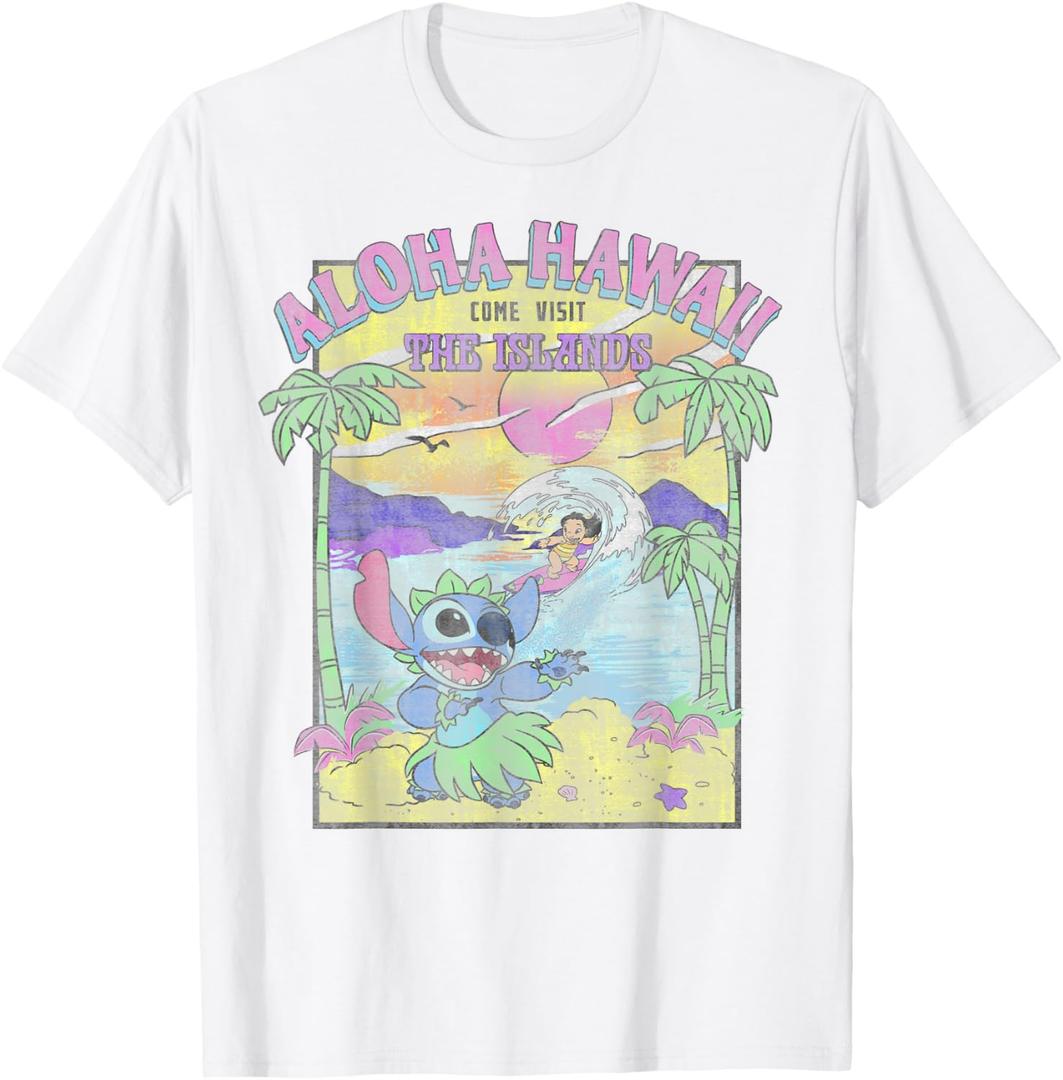 Disney Lilo & Stitch Aloha Hawaii Come Visit The Islands T-Shirt (Small)