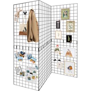 Grid Wall Panels 3 Pcs, Commercial Grade Gridwall Panels, Metal Grid Wall Panel Display Stand, You Can DIY 6 Pack 2'x3' or 3 Pack 2'x6' (Black)