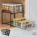 Spice Rack Organizer for Cabinet, 2 Tier Vertical Pull Out Spice Rack Heavy Duty Metal Spice Organization for Cabinet, 40-Jar Capacity, Height Adjustable Cabinet Organizer (9"W10.5"D9"H, Black)