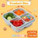 6 Pack Snack Containers, 4 Compartment Snack Box Containers Bento Box, Reusable Meal Prep Lunch Containers for Adults Kids Toddler, Divided Food Containers for Travel Work School