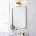 SANTOSTOCK Brushed Gold Bathroom Vanity Light Fixture, 2-Light Modern Wall Sconce Lighting W/Clear Glass, Brass Wall Mount Lamp for Mirror Hallway Kitchen Living Room, E26 T10 Bulbs(Excluded)