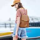 KKXIU Quilted Trendy Leather Backpack Purse for Women and Ladies Shoulder Travel Daypacks Bags (Brown)