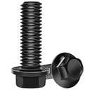10Sets M10-1.5 x 30mm Flanged Hex Head Bolts, External Flange Hex Screws, Grade 10.9 Steel Black Zinc M10 Bolts with Nuts and Washers, Full Threaded for Pump, Fix Car, DIY Project