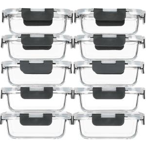 M MCIRCO 10-Pack,13 oz 1.5 Cup Glass Meal Prep Containers, Small Glass Food Storage Containers with Lids,Airtight Lunch Containers, Microwave, Oven, Freezer and Dishwasher Friendly, BPA-free