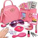 Little Girls Purse, Pretend Play Makeup Kit for Toddler 3-5 4-6, Kids Purses with Accessories, Pink Handbag, Princess Kit and Fake Make up, Toddler Girl Toys Gifts for 3-6 Year Old