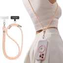 TORRAS Phone Lanyard Crossbody with 2 Phone Tabs, Adjustable Anti Theft Phone Strap for All Phones, Premium Metal Buckles, Skin-Friendly, Universal Cell Phone Neck lanyard for Women and Men, Pink