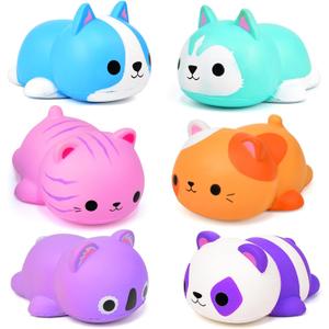 Cat Squishies Stress Balls for Adults Kids: 6PCS Jumbo Animal Squishies Slow Rising Fidget Sensory Toys Classroom Prizes Party Favors Valentines Gifts Easter Goodie Bags Christmas Stocking Stuffers