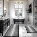 BSICPRO Bathroom Rugs and Mats Sets, 2 Piece Thick Absorbent Chenille Bath Mat Rug Set Non Slip, Soft Shaggy Bath Room Floor Mats for Bathroom, Machine Washable (Black, 20" x 47" Plus 20" x 32")