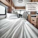 Shreem Linen Microfiber RV Sheet Sets, 70x80 Camper King, White Solid - Fits Mattresses up to 8 Inches Deep, 4 Piece RV Bed Sheets for Campers, Motorhomes, and Travel Trailers