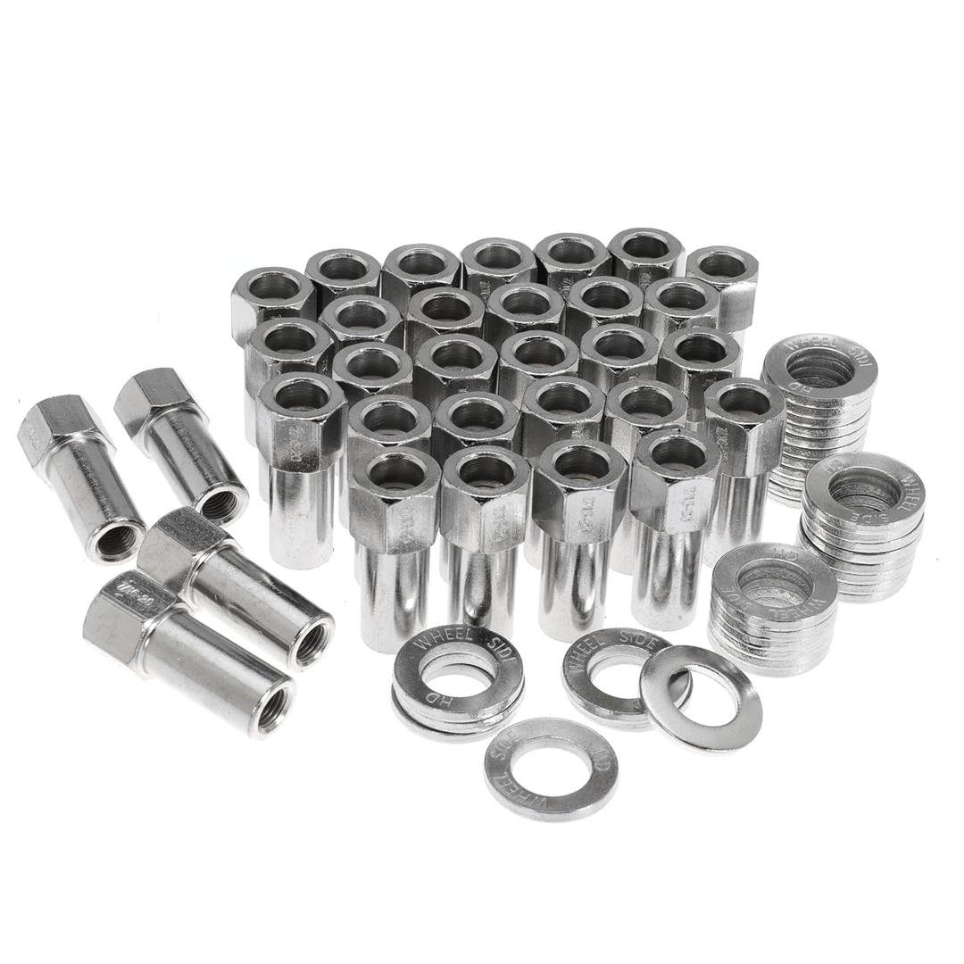 7/16"-20 Wheel Lug Nut for Cragar for SST Mag with Center Washer Open Ended, 13/16 Hex 2.01 Total Length (24Set)