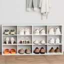 Aenuert 12-Cubby Shoe Rack, 3-Tier Wood Shoe Organizer, Multifunctional Shoe Organizer Bench for Entryway, Mudroom, Hallway, Closet,36.22 * 11.81 * 17.72 Inch,White, 12-cube 3-tier