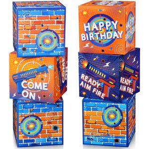 MotiMind 6 Pack Dart Battle Birthday Boxes 12 Inch Backdrop Birthday Party Decoration Dart Theme Party Photo Background